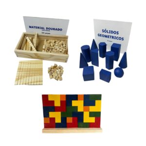 Material Dourado + Sólidos Geométricos + Bloco Vertical